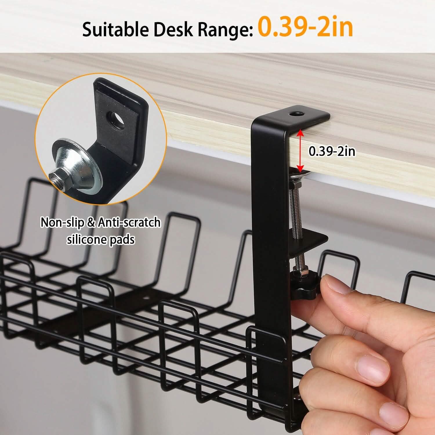 Under Desk Cable Management Tray 15.2in No Drill Desk Cable Cord Organizer Storage & Organization - Tophatter Daily Deals