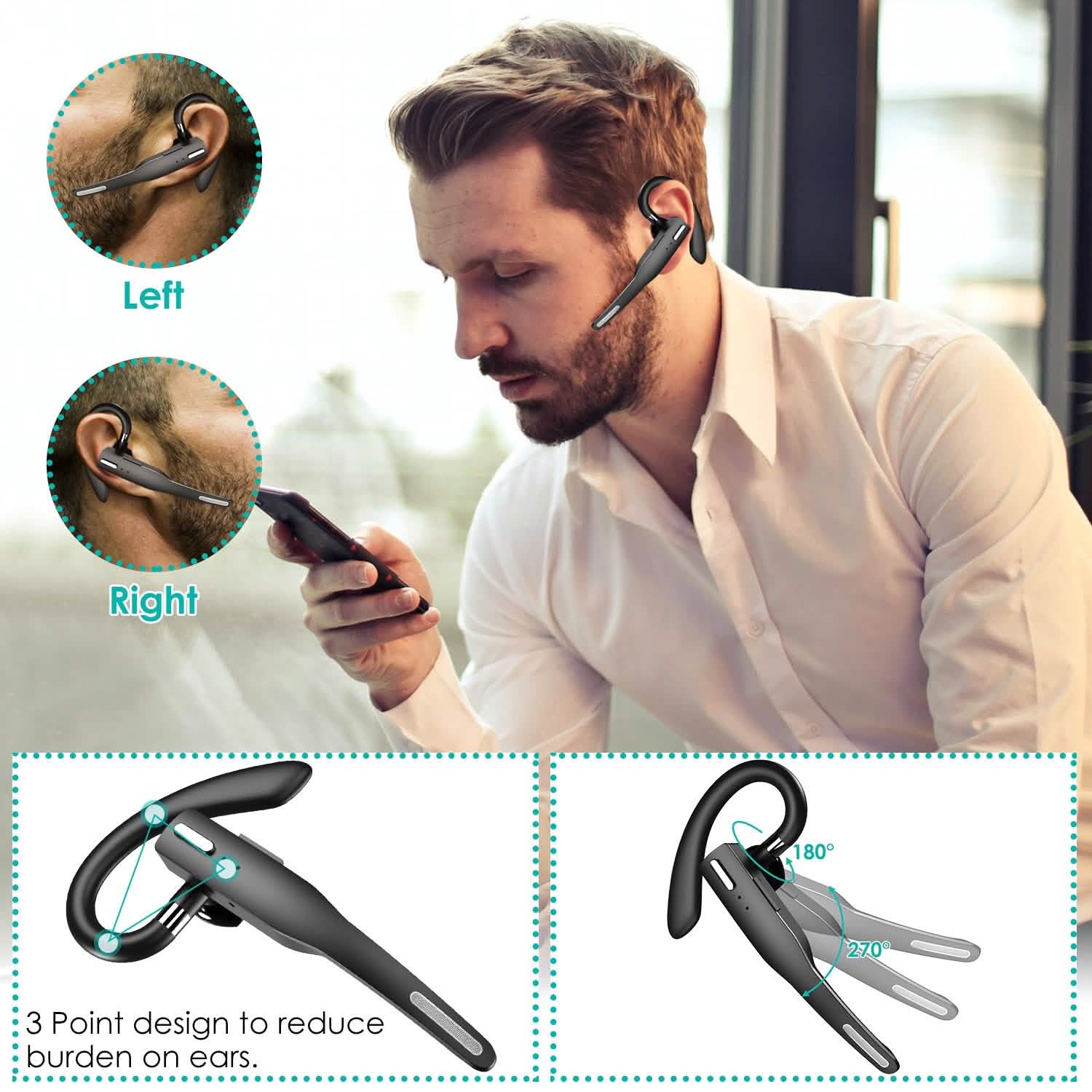 Unilateral Wireless V5.1 Business Earpiece with Charging Case Mobile Accessories - Tophatter Daily Deals