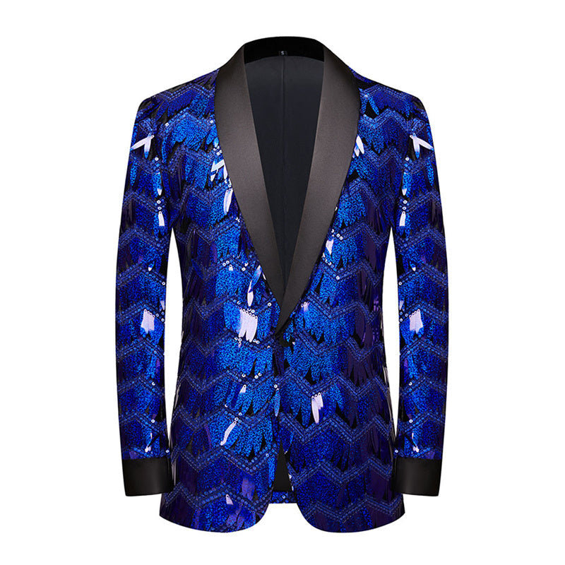 Unique Design Striped Sequin Host Stage Suit Bar Jacket Men Blazer - Tophatter Daily Deals
