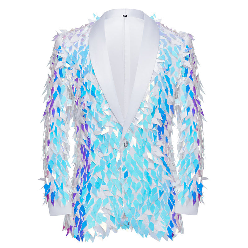 Unique Design Striped Sequin Host Stage Suit Bar Jacket Men Blazer - Tophatter Daily Deals