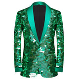 Unique Design Striped Sequin Host Stage Suit Bar Jacket Green Men Blazer - Tophatter Daily Deals