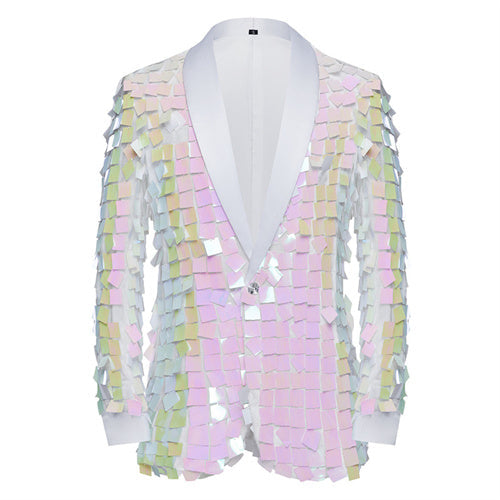 Unique Design Striped Sequin Host Stage Suit Bar Jacket Pink Men Blazer - Tophatter Daily Deals