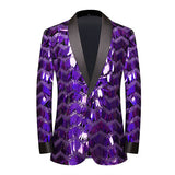 Unique Design Striped Sequin Host Stage Suit Bar Jacket Purple Men Blazer - Tophatter Daily Deals