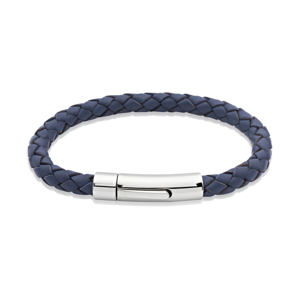 Unique Leather Bracelets Blue LeatherBracelet with Stainless Steel Clasp Jewllery - Tophatter Daily Deals