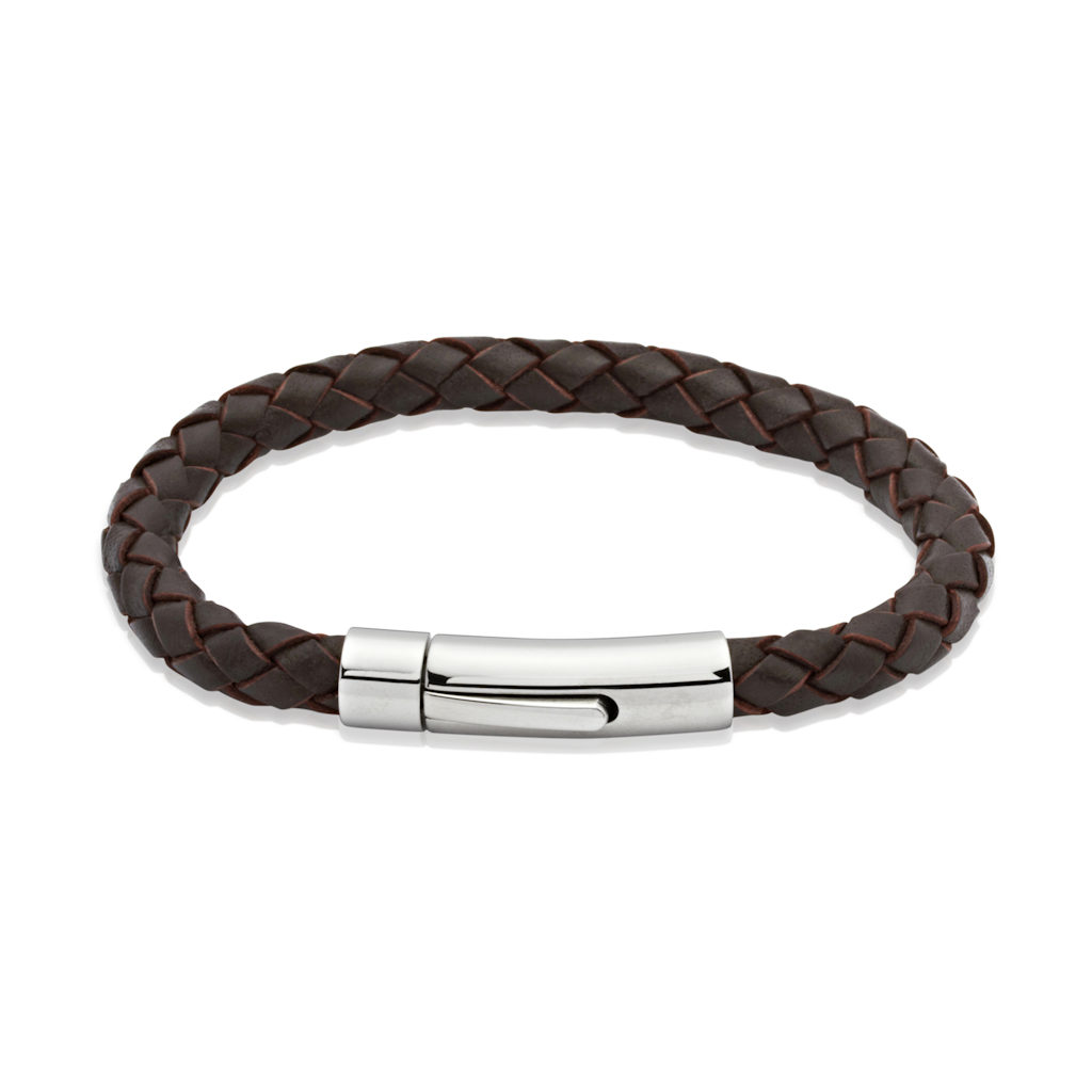 Unique Leather Bracelets Darkbrown Leatherbracelet with Stainless Steel Clasp Jewllery - Tophatter Daily Deals