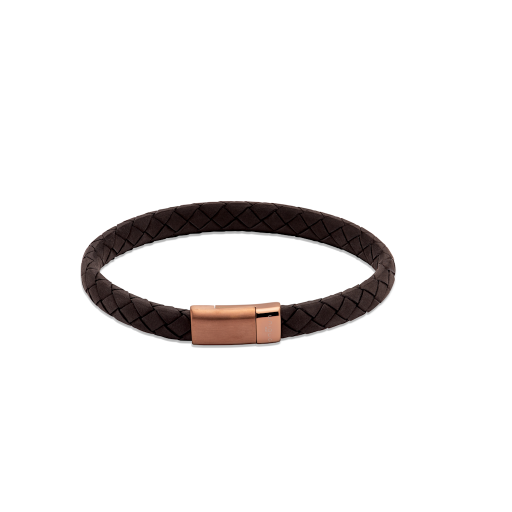 Unique Leather Bracelets Black Leatherbracelet with Brown IP Plated Magnetic Steel Jewllery - Tophatter Daily Deals