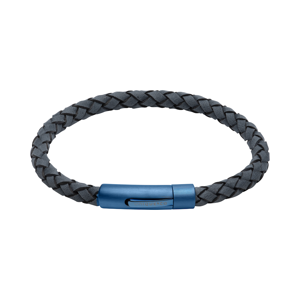 Unique Leather Bracelets Antique Blue Leatherbracelet with Matte Blue Jewllery - Tophatter Daily Deals