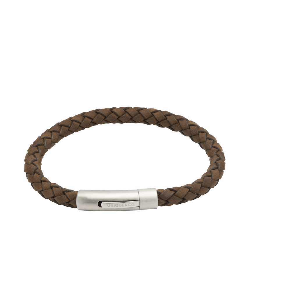 Unique Leather Bracelets Dark Brown Leatherbracelet with Matte Polished Jewllery - Tophatter Daily Deals
