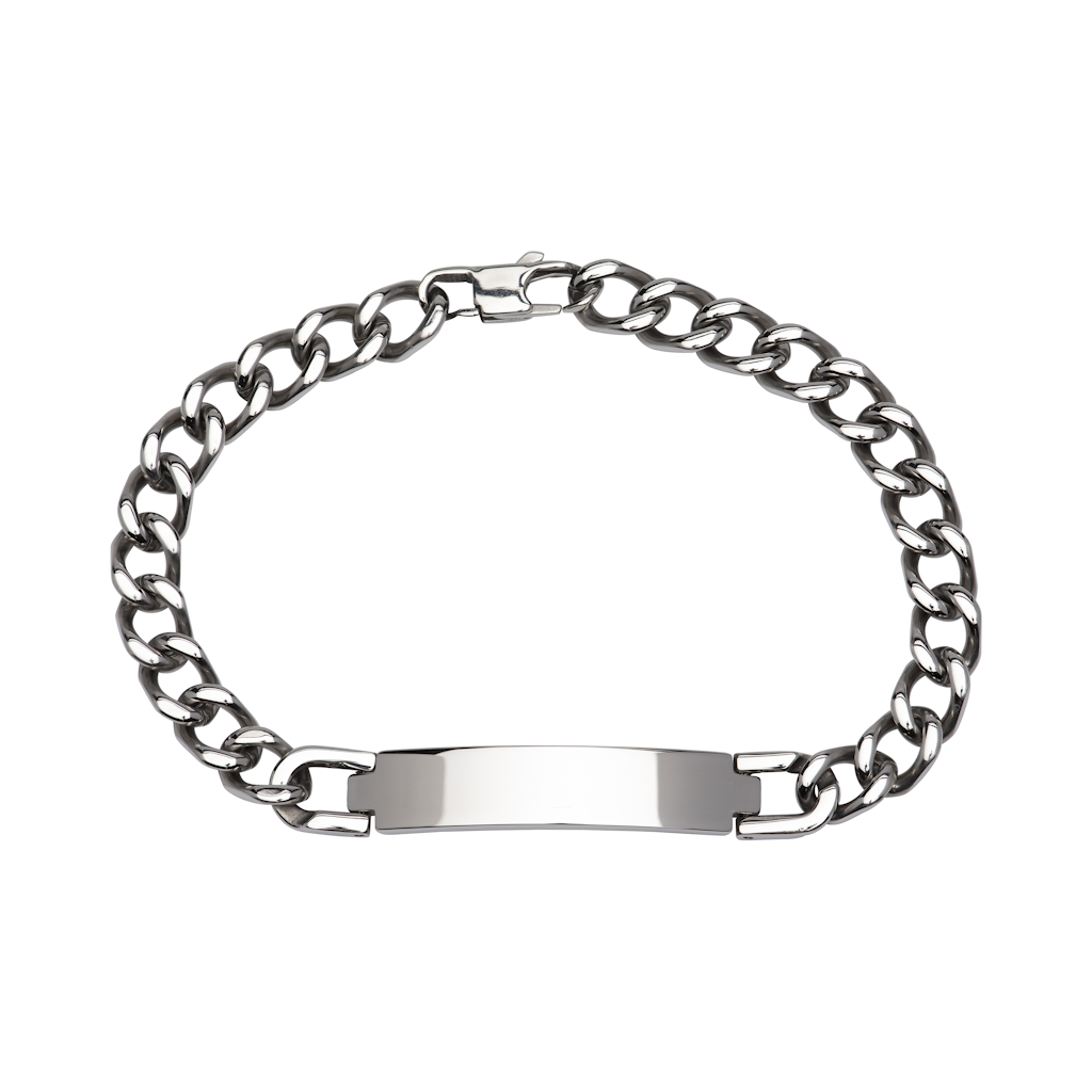 Unique Stainless Steel Bracelet Engravable I.D Curb Bracelet Men Gift - Tophatter Daily Deals