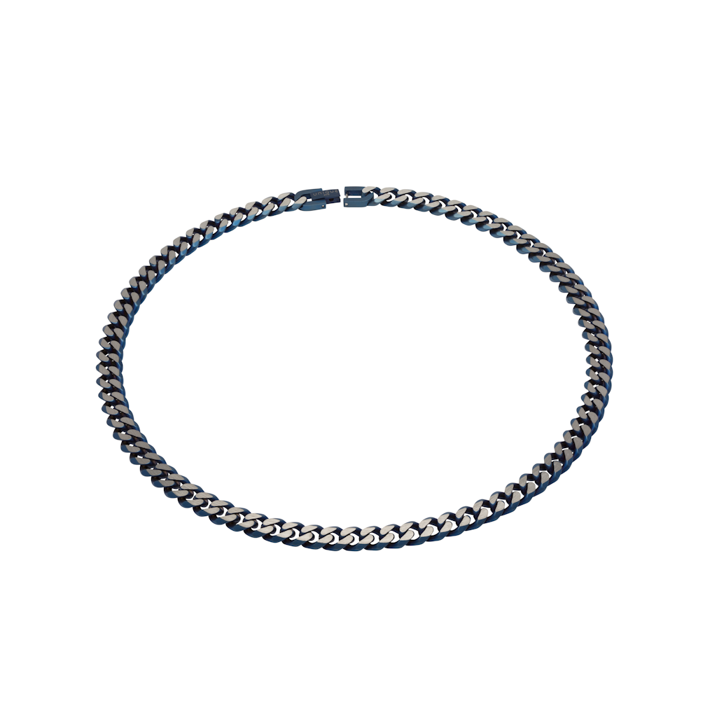 Unique Stainless Steel Necklace Matte Blue I.P Plating Necklace Men Gift - Tophatter Daily Deals