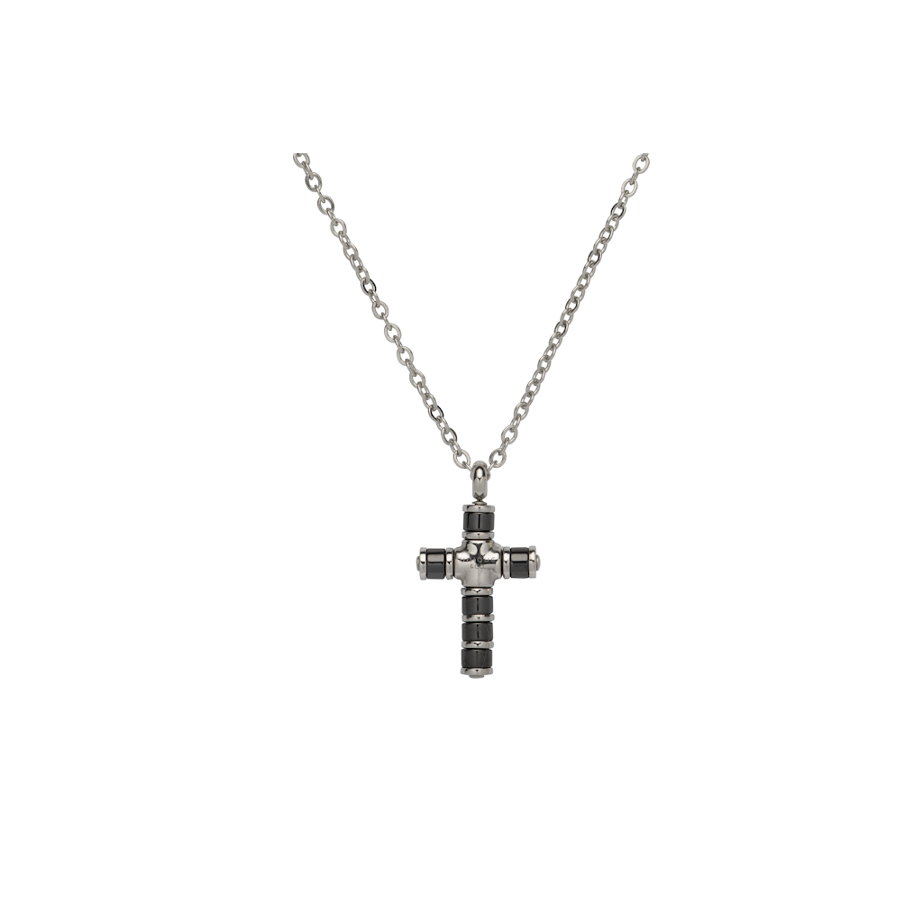 Unique Stainless Steel Necklace Cross Pendant Black I.P Plating incl. Chain Men Gift - Tophatter Daily Deals