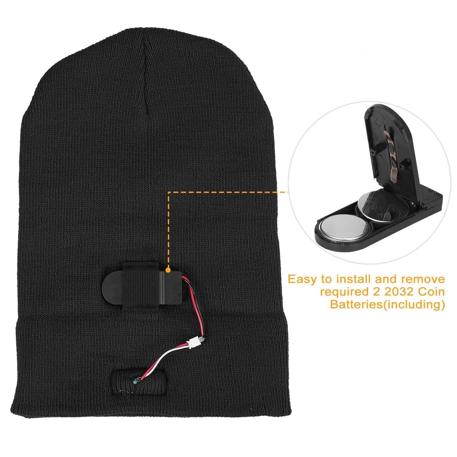 Unisex 5 LED Knitted Beanie Winter Warm Hat Hats - Tophatter Daily Deals