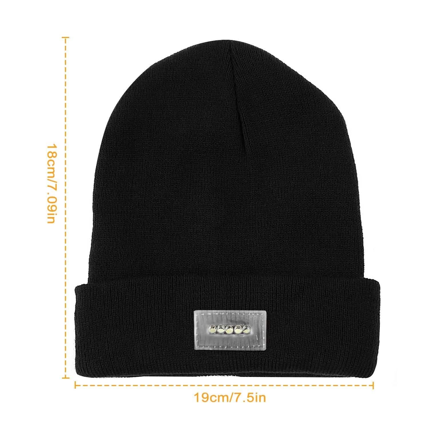 Unisex 5 LED Knitted Beanie Winter Warm Hat Hats - Tophatter Daily Deals