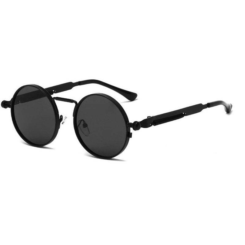 Unisex Anti-Reflective Mirror Round Metal Sun Glasses Black Gray Sunglasses - Tophatter Daily Deals