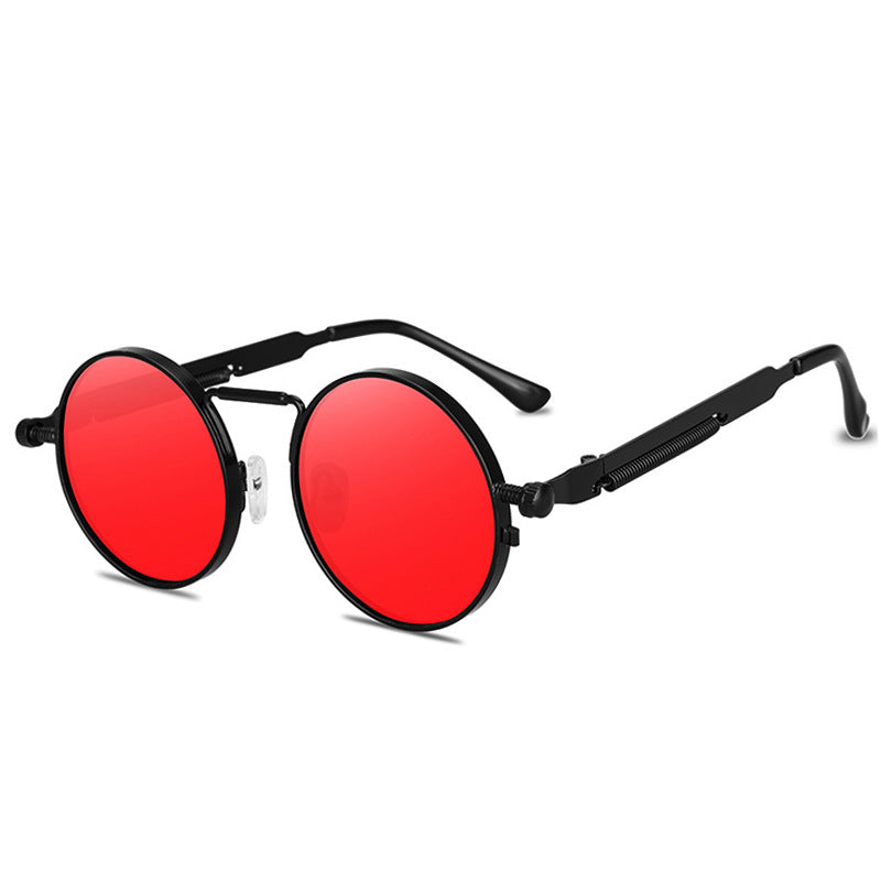 Unisex Anti-Reflective Mirror Round Metal Sun Glasses Black Red Sunglasses - Tophatter Daily Deals