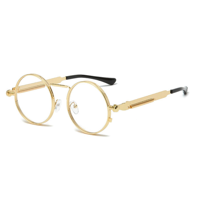 Unisex Anti-Reflective Mirror Round Metal Sun Glasses Gold Sunglasses - Tophatter Daily Deals