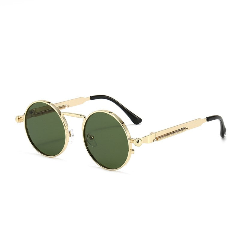 Unisex Anti-Reflective Mirror Round Metal Sun Glasses Gold G15 Green Sunglasses - Tophatter Daily Deals