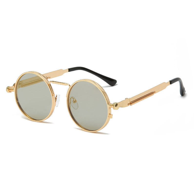 Unisex Anti-Reflective Mirror Round Metal Sun Glasses Gold Gold Mirror Sunglasses - Tophatter Daily Deals