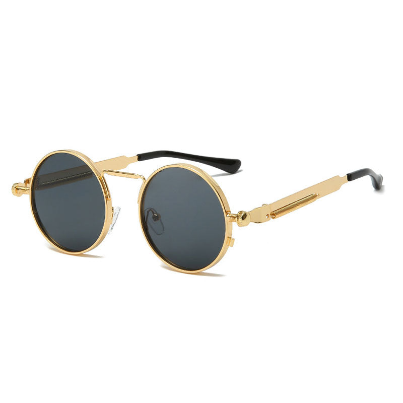 Unisex Anti-Reflective Mirror Round Metal Sun Glasses Gold Gray Sunglasses - Tophatter Daily Deals