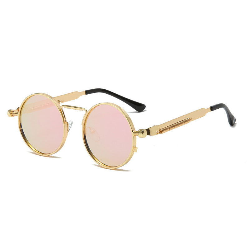 Unisex Anti-Reflective Mirror Round Metal Sun Glasses Gold Pink Mirror Sunglasses - Tophatter Daily Deals