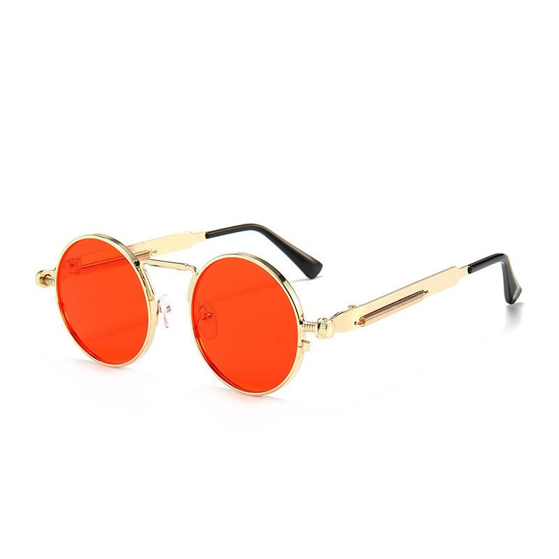 Unisex Anti-Reflective Mirror Round Metal Sun Glasses Gold Red Sunglasses - Tophatter Daily Deals