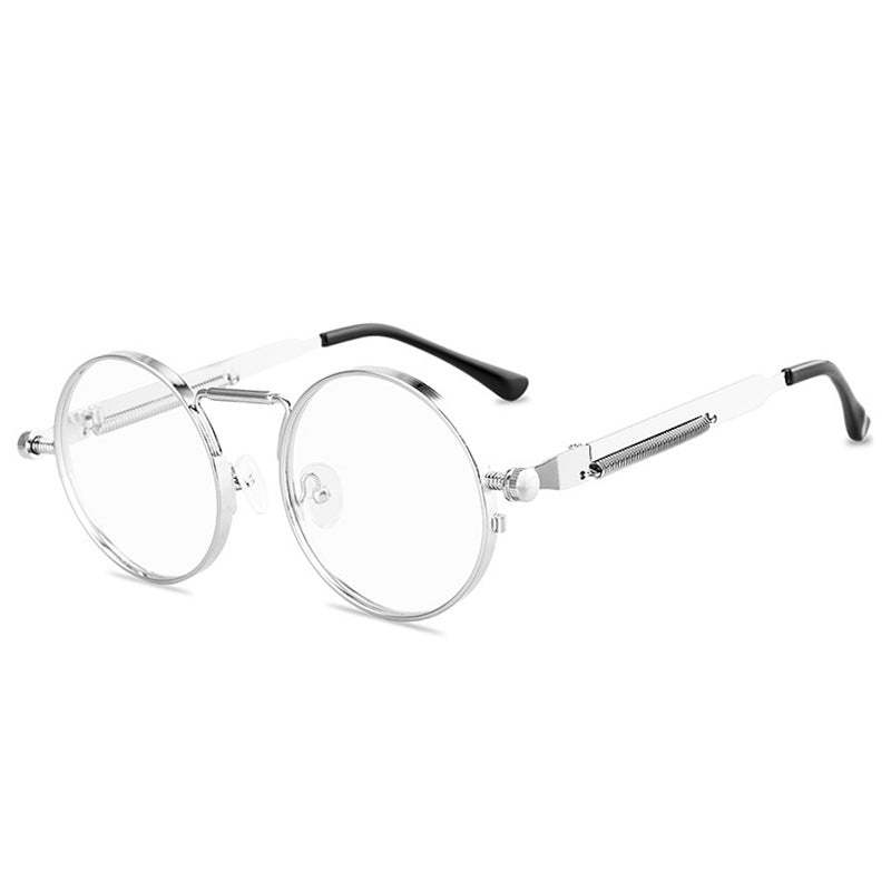 Unisex Anti-Reflective Mirror Round Metal Sun Glasses Silver Clear Sunglasses - Tophatter Daily Deals
