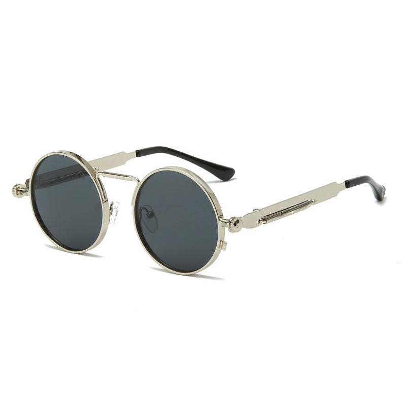 Unisex Anti-Reflective Mirror Round Metal Sun Glasses Silver Gray Sunglasses - Tophatter Daily Deals