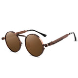 Unisex Anti-Reflective Mirror Round Metal Sun Glasses Tea Tea Sunglasses - Tophatter Daily Deals