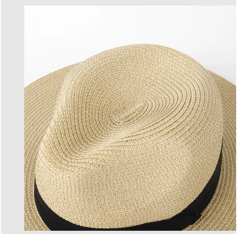 Unisex Beach Wide Brim Straw Hat Simplicity Sun Hats Cap - Tophatter Daily Deals
