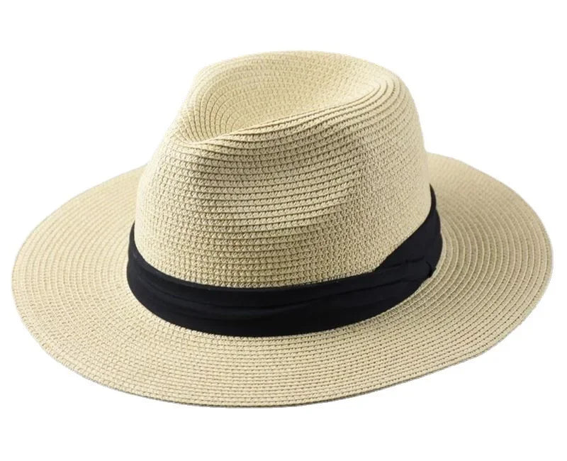 Unisex Beach Wide Brim Straw Hat Simplicity Sun Hats Cap - Tophatter Daily Deals