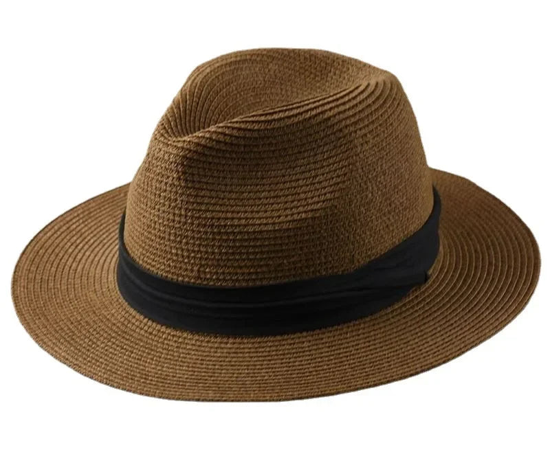 Unisex Beach Wide Brim Straw Hat Simplicity Sun Hats Coffee Cap - Tophatter Daily Deals
