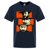 Unisex breathable Cotton T-shirt Round Neck Dark Blue Tee - Tophatter Daily Deals
