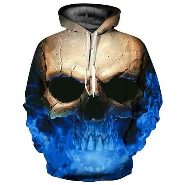 Unisex Characters Skull 3D Printed Hoodies Dark Blue Men's Outerwear - Tophatter Daily Deals