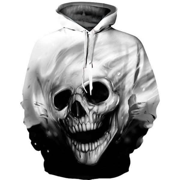 Unisex Characters Skull 3D Printed Hoodies Gray Men's Outerwear - Tophatter Daily Deals