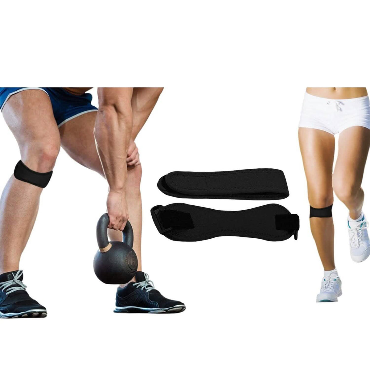 Unisex Compression Pain Relief And Recovery Patella Knee Strap Black Outdoor Recreation - Tophatter Daily Deals