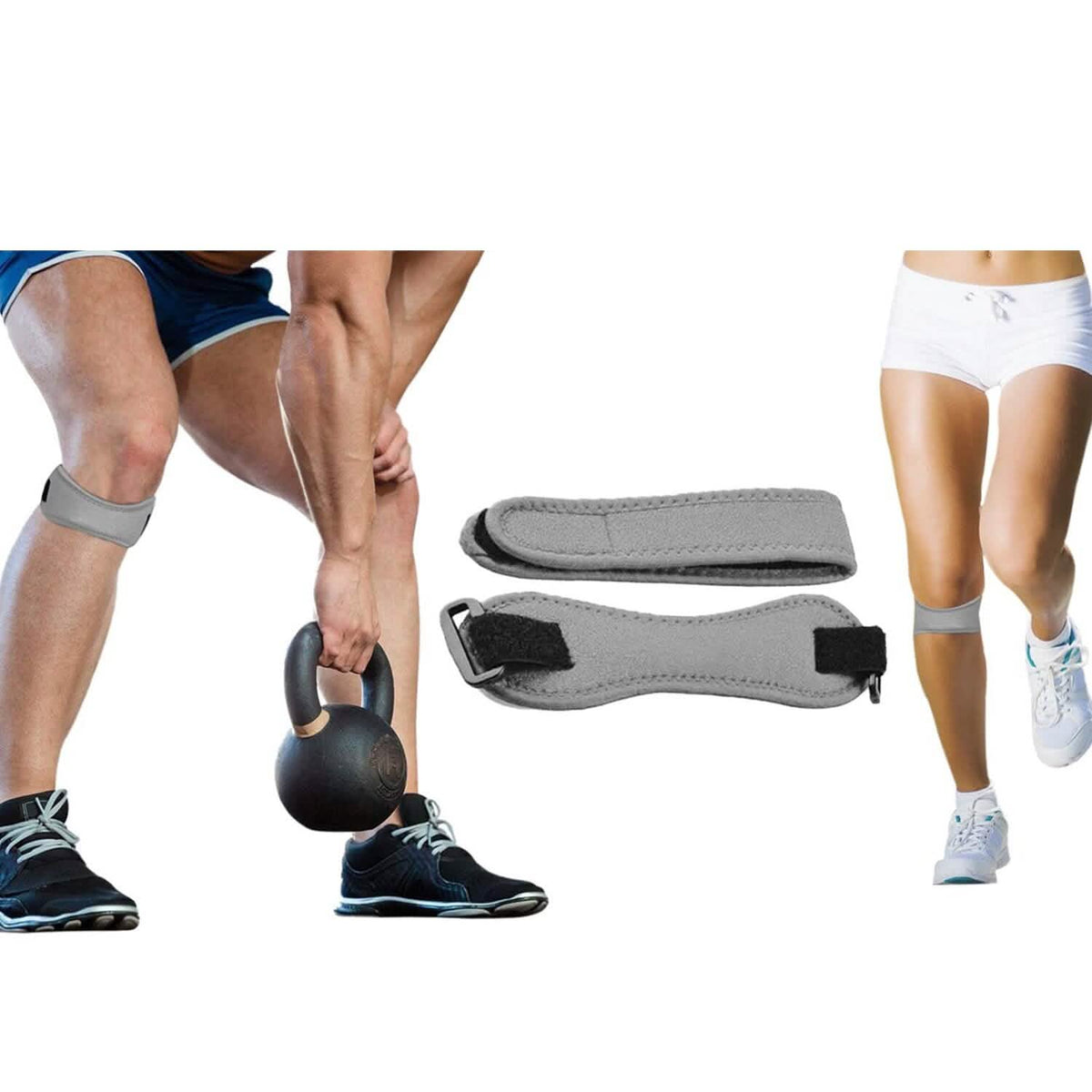 Unisex Compression Pain Relief And Recovery Patella Knee Strap Gray Outdoor Recreation - Tophatter Daily Deals