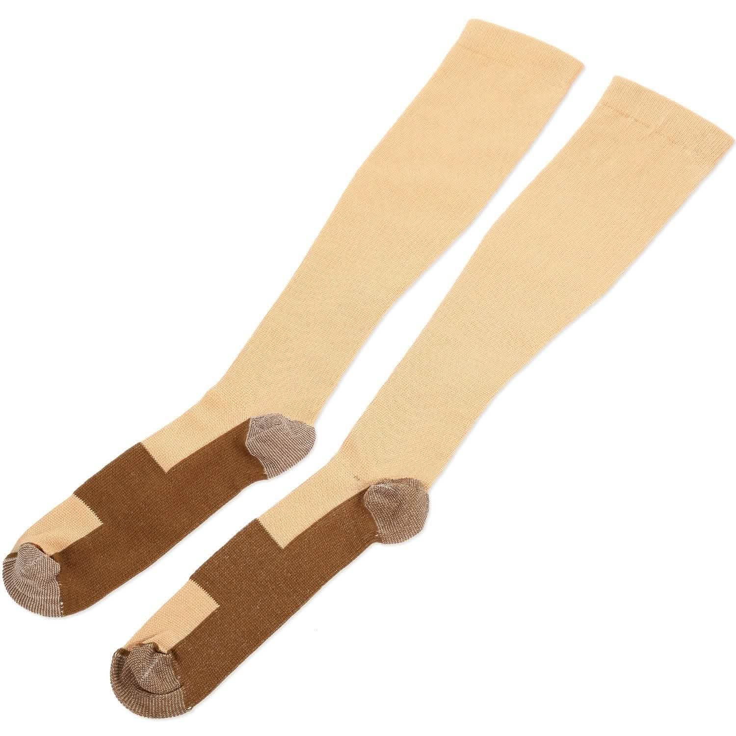 Unisex Copper Compression Socks Beige Health & Wellness - Tophatter Daily Deals