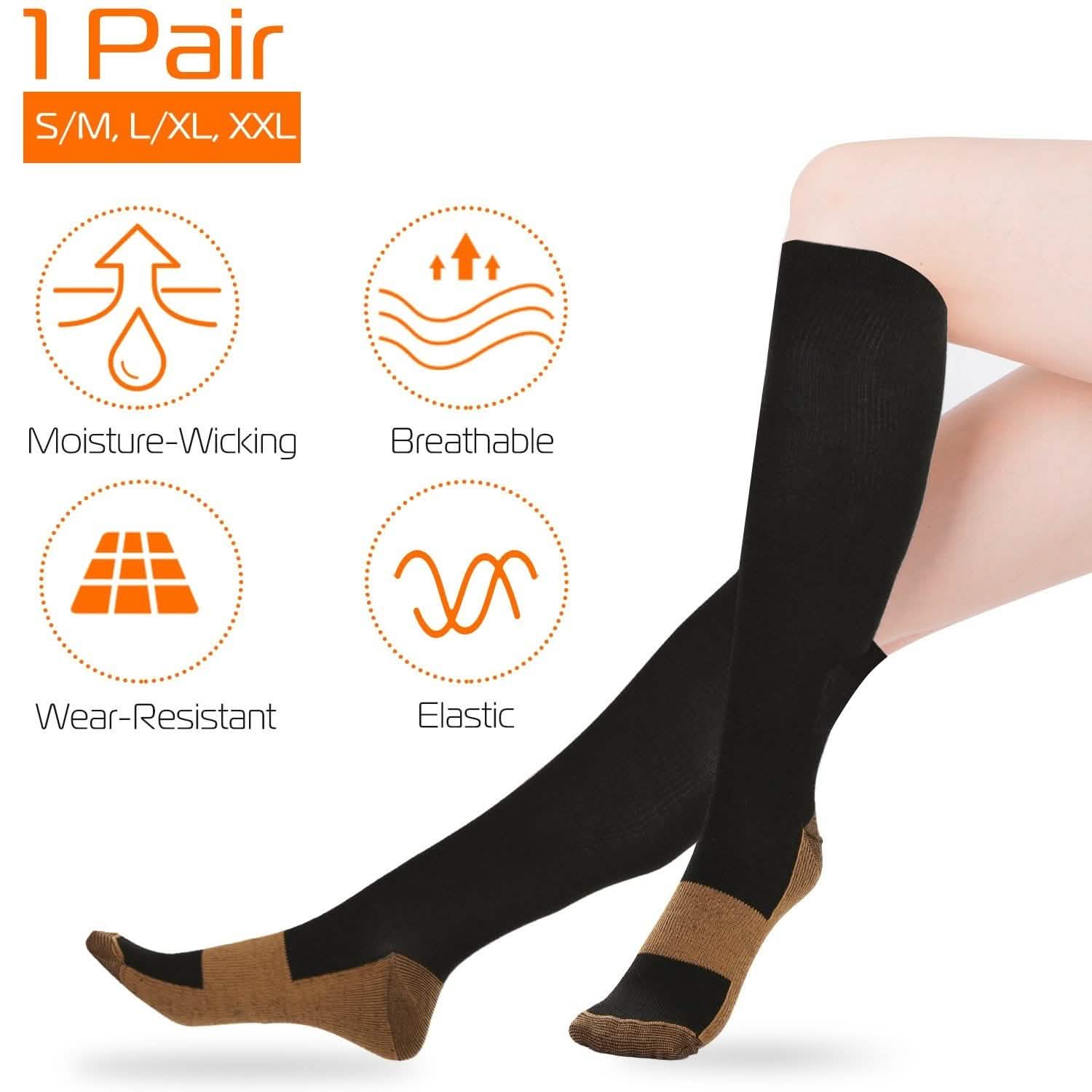 Unisex Copper Compression Socks Health & Wellness - Tophatter Daily Deals