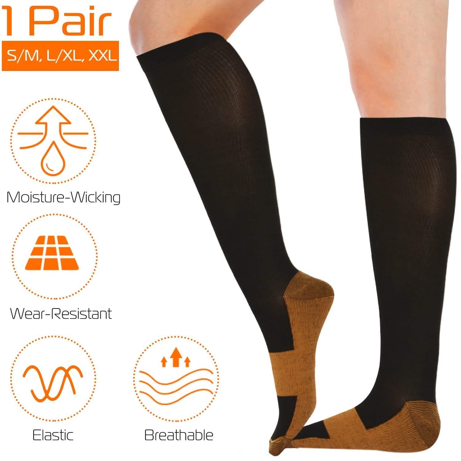 Unisex Copper Compression Socks Health & Wellness - Tophatter Daily Deals