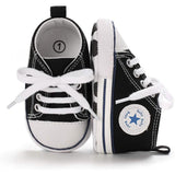 Unisex High Top Sneaker Soft Anti-Slip Sole Newborn Infant Denim Shoes Black Baby Gear - Tophatter Daily Deals