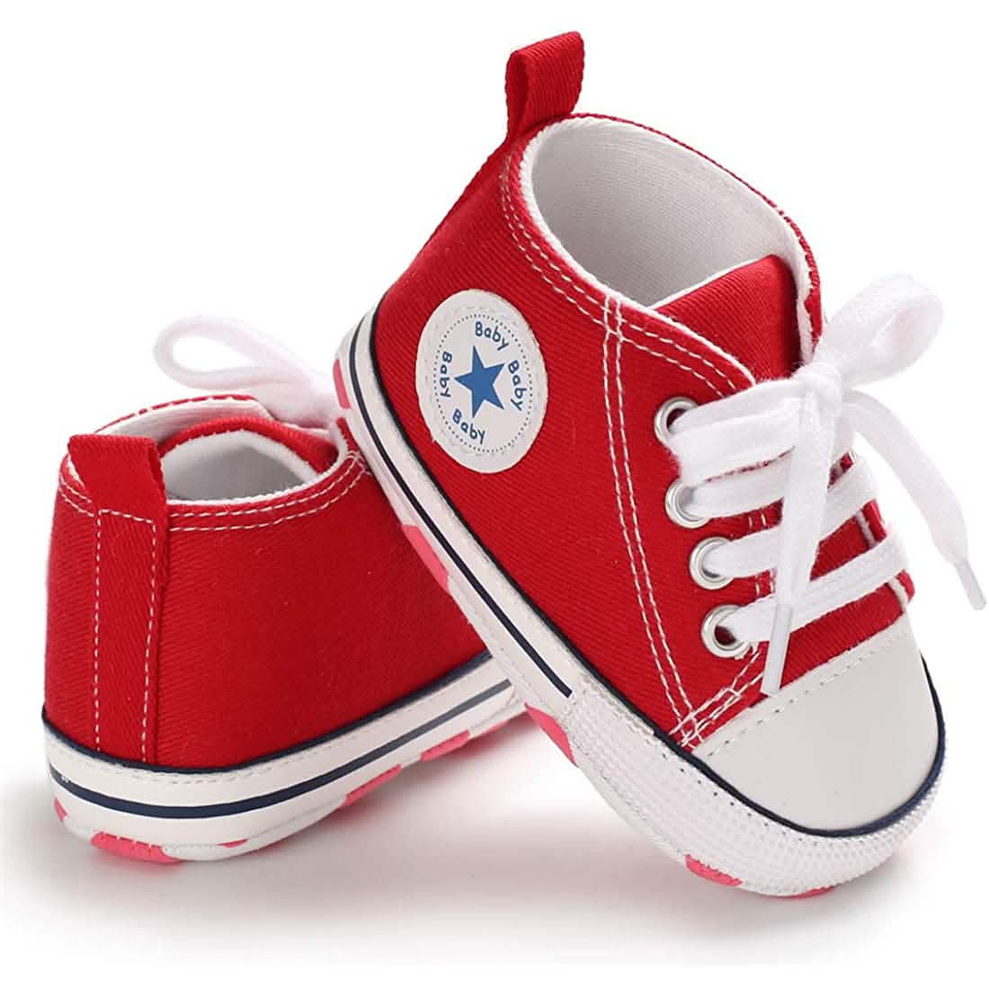 Unisex High Top Sneaker Soft Anti-Slip Sole Newborn Infant Denim Shoes Baby Gear - Tophatter Daily Deals