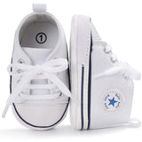 Unisex High Top Sneaker Soft Anti-Slip Sole Newborn Infant Denim Shoes Baby Gear - Tophatter Daily Deals