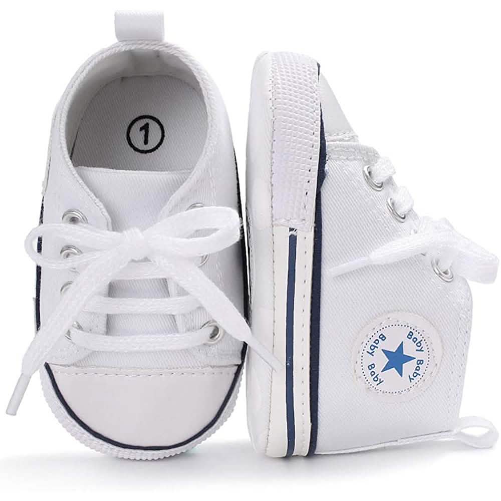 Unisex High Top Sneaker Soft Anti-Slip Sole Newborn Infant Denim Shoes Baby Gear - Tophatter Daily Deals