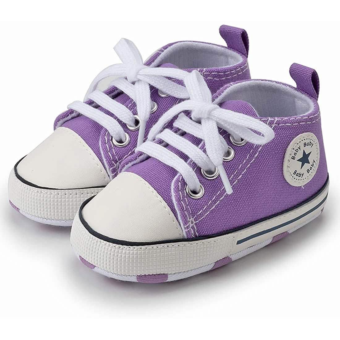 Unisex High Top Sneaker Soft Anti-Slip Sole Newborn Infant Denim Shoes Baby Gear - Tophatter Daily Deals