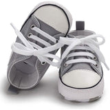 Unisex High Top Sneaker Soft Anti-Slip Sole Newborn Infant Denim Shoes Baby Gear - Tophatter Daily Deals