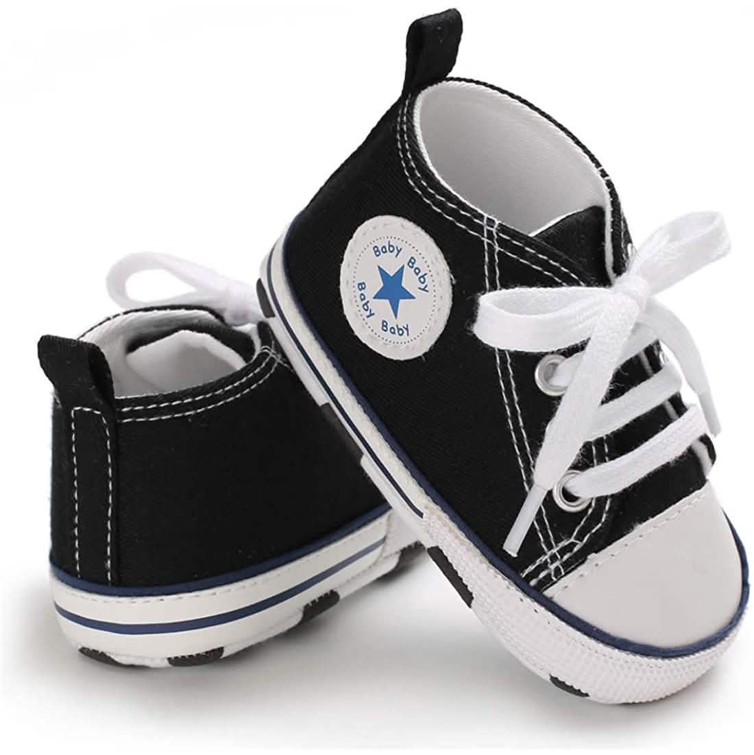 Unisex High Top Sneaker Soft Anti-Slip Sole Newborn Infant Denim Shoes Baby Gear - Tophatter Daily Deals