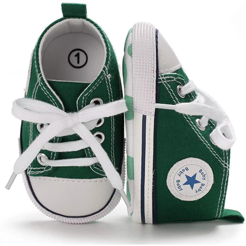 Unisex High Top Sneaker Soft Anti-Slip Sole Newborn Infant Denim Shoes Baby Gear - Tophatter Daily Deals