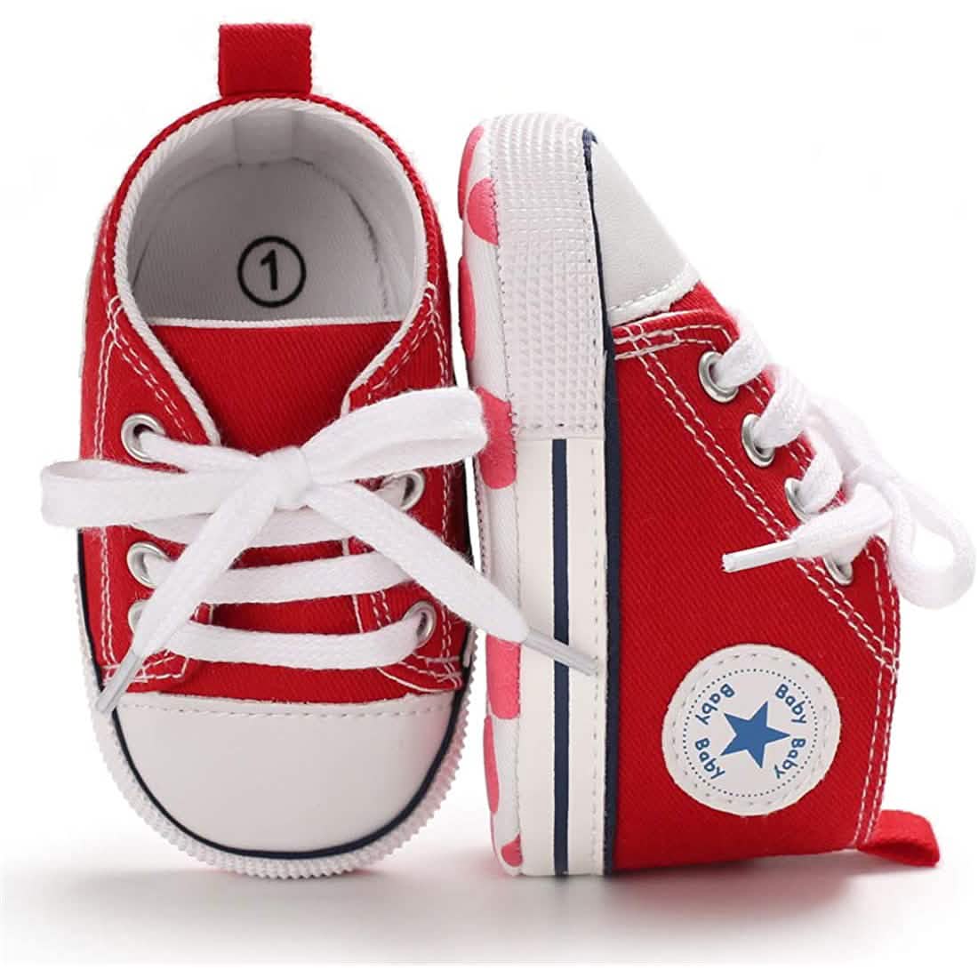 Unisex High Top Sneaker Soft Anti-Slip Sole Newborn Infant Denim Shoes Baby Gear - Tophatter Daily Deals