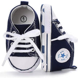 Unisex High Top Sneaker Soft Anti-Slip Sole Newborn Infant Denim Shoes Baby Gear - Tophatter Daily Deals