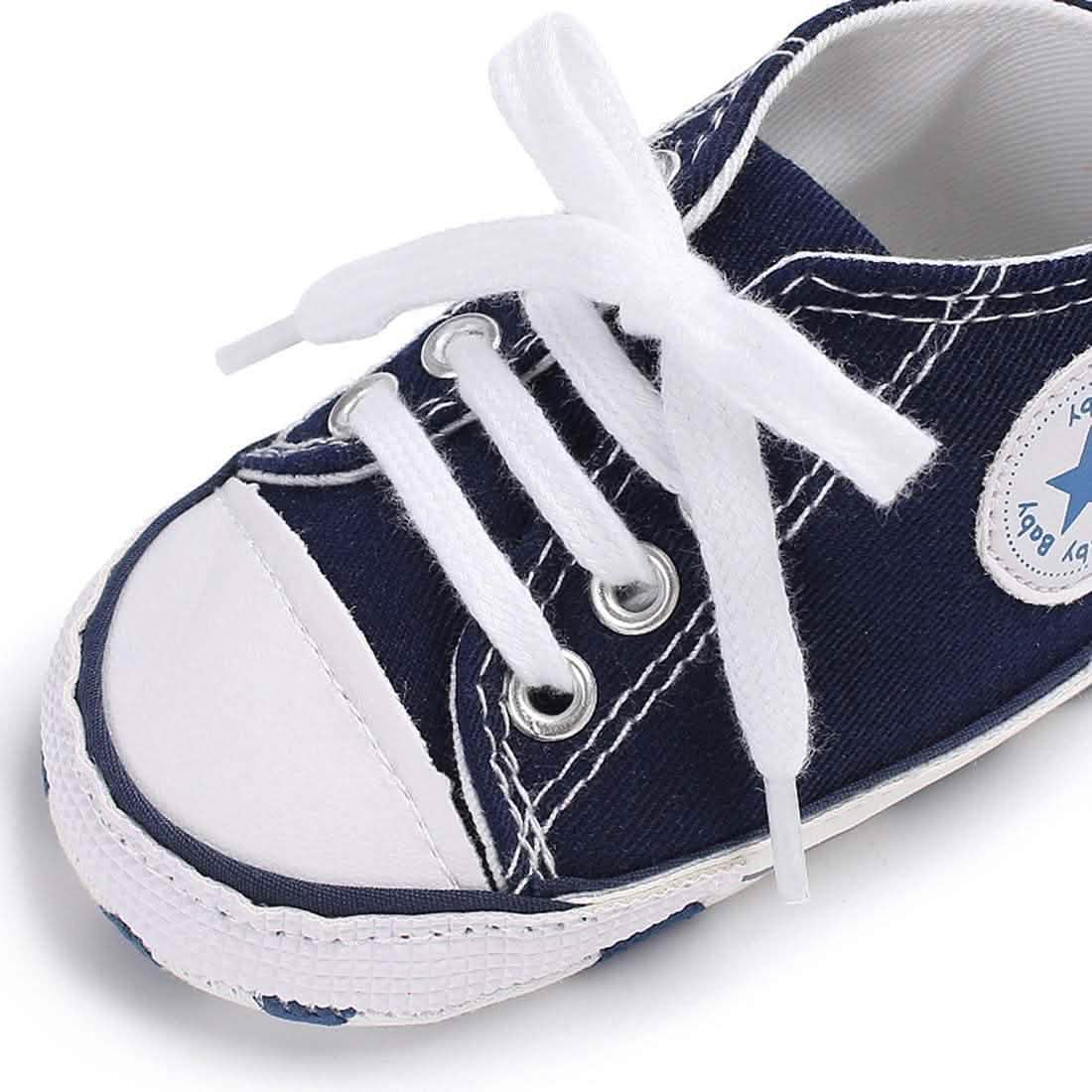 Unisex High Top Sneaker Soft Anti-Slip Sole Newborn Infant Denim Shoes Baby Gear - Tophatter Daily Deals